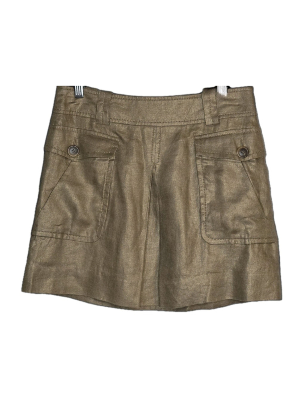 J.Crew Size 2 100% Linen Cargo Utility Mini Skirt Taupe Bronze